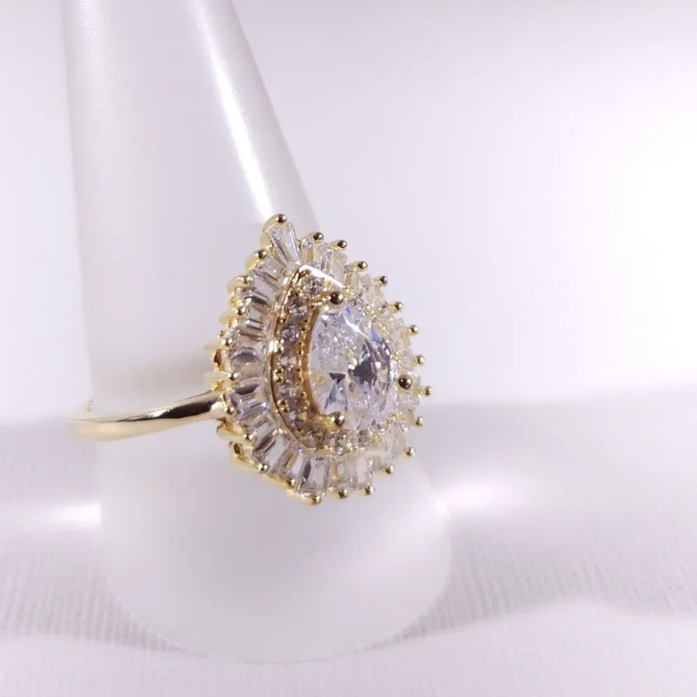 Simulated Diamond CZ Ring 14k over Sterling Silver Size 10